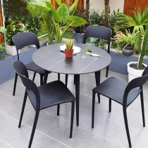 Outdoor table and chair Courtyard Garden terrace Simple creative chair backrest Rock plate Dining table Outdoor leisure outdoor table and chair