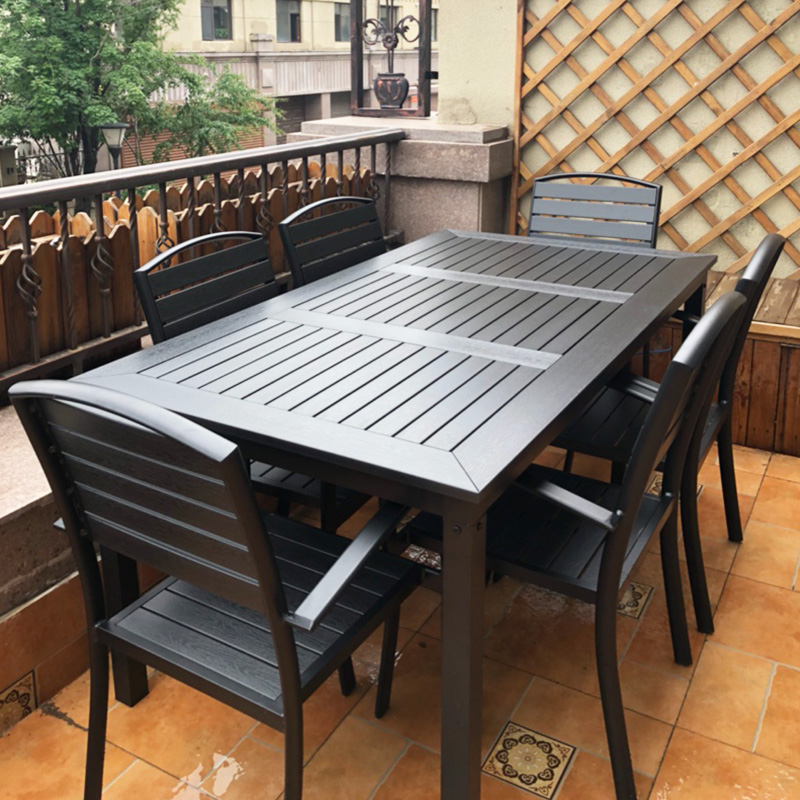 Outdoor table and chairs courtyard table and chair combination leisure café outdoor open air balcony garden terrace plastic wood table and chairs