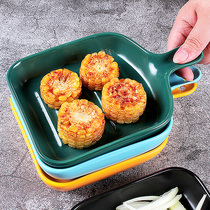 Nordic creative baking tray Baking dish household ceramic plate breakfast plate baked rice plate Japanese dish with handle dish