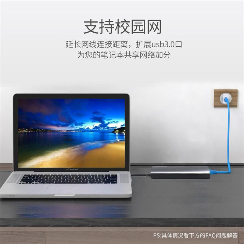 USB Gigabit Wired Network Card Interface Converter Ruiyin Wavlink Is Suitable for Huawei and Apple Tablets, Desktop External Network Card, Driver-Free Campus Network, Otg Mobile Phone Connected to Rj45 Network Cable