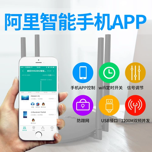 Ruiyin Gigabit Dual -Cretency Wi -Fi Home беспроводной маршрутизатор AC1200M Оптическое волокно Али Умное высокое скорость настенных стен король