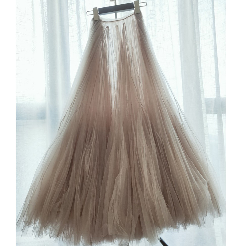 Classic and Timeless High-End New Nude-Colored Textured High-Waisted Mesh Patchwork Skirt with a Large Pleated Umbrella Skirt for Women Classic and Timeless High-End New Nude-Colored Textured High-Waisted Mesh Patchwork Skirt with a Large Pleated Umbrella Skirt for Women