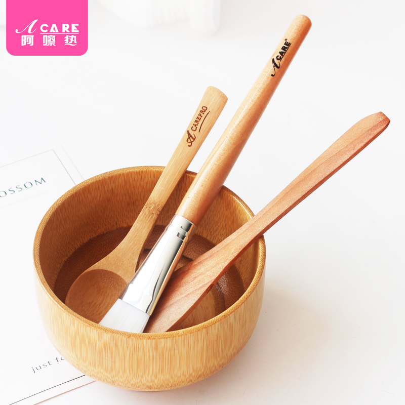 4 pieces of sleeve tone mask bowl suit silicone gel measuring spoon face soft hairbrush beauty salon tool DIY home mask brush