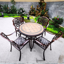 Outdoor Cast Aluminum Table Chairs Combined Villa Open-air Balcony Tea Table Garden Courtyard Round Table Iron Art Outdoor Leisure Table and chairs