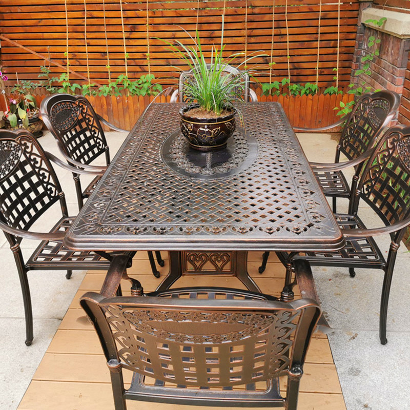 Outdoor table and chairs Cast aluminium European style casual dining table open-air garden terrace Villa Home Iron Art Outdoor Patio Furniture