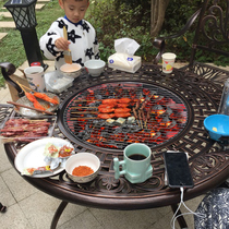 Outdoor table chair courtyard iron villa cast aluminum garden terrace open-air garden outdoor leisure household barbecue table
