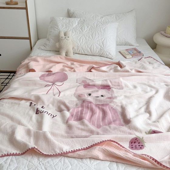 
Class A full cotton wrinkled double layer yarn blanket office nap blanket sofa cover blanket air conditioning blanket children baby blanket