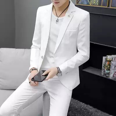 2021 New Spring and Autumn white suit men Korean trend two-piece business formal dress casual men's suit