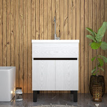 Balcony washing machine washbasin cabinet companion laundry table with washboard one Nordic bathroom cabinet solid wood washing wardrobe combination