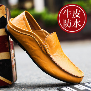 Genuine men's shoes clearance sale special price genuine leather casual leather shoes men's soft sole driving one-step slip-on toe shoes lazy slip-on