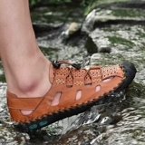 Летние сандалии, пляжная обувь для отдыха, из натуральной кожи, большой размер