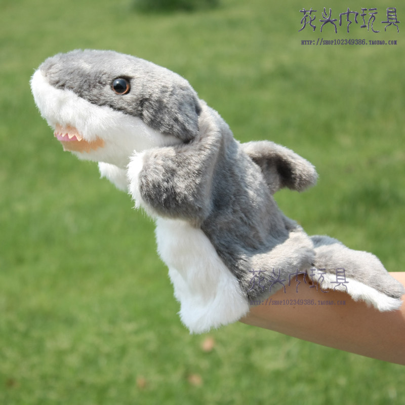 Large shark hand puppet marine animal children plush toy kindergarten baby early education puzzle storytelling doll