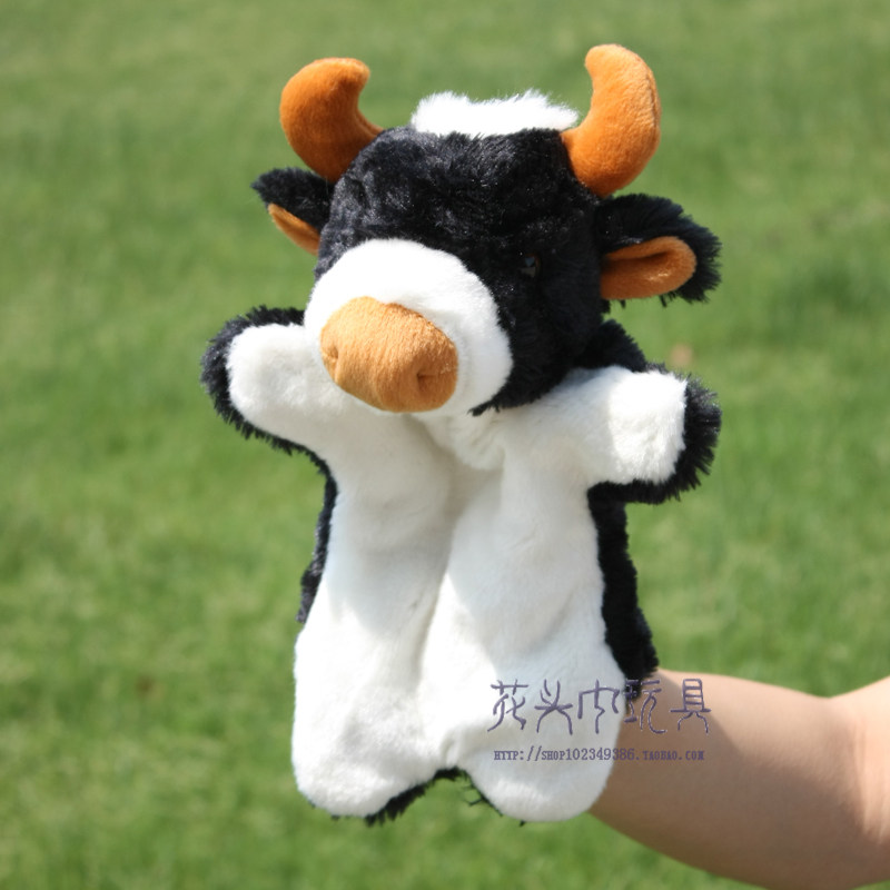 Child Animal Scalloff Toy Bull hand Puppet Plush Storytelling Props Doll Parent-child Puzzle