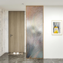 Engraved art glass custom partition screen light luxury simple abstract tempered living room entrance double-sided light transmission home