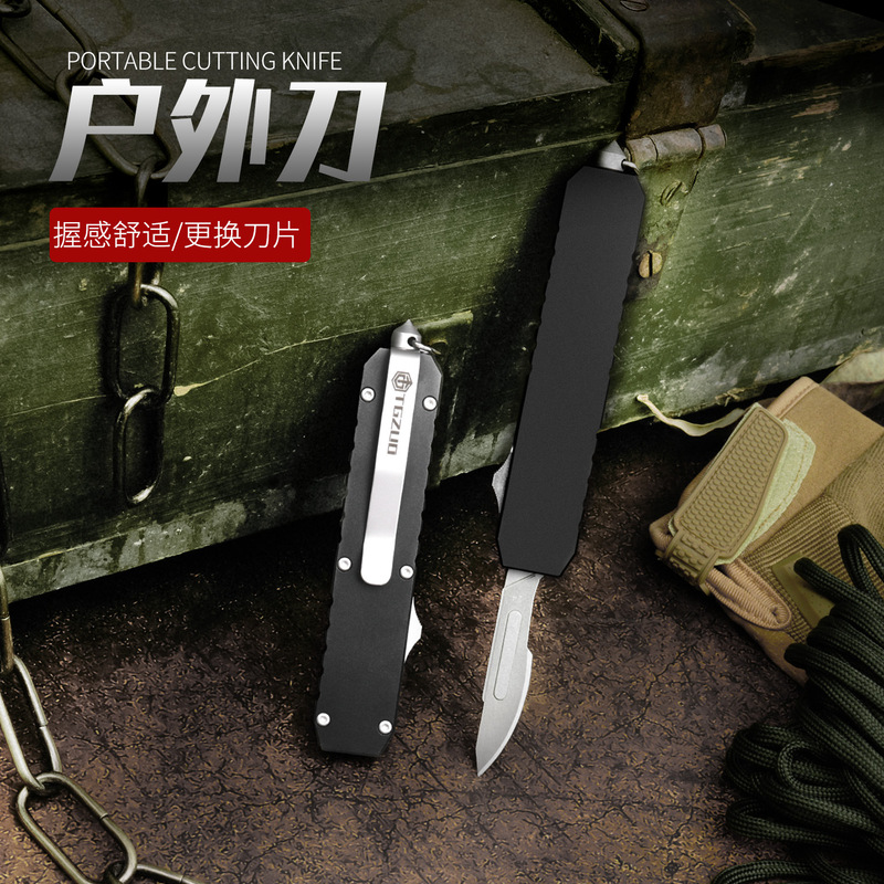 Q38B Aluminum Alloy Utility Knife with Replaceable 24 and 60 Gauge Surgical Blades, Express Box Opener, Edc Push-Pull Paper Cutter Q38B Aluminum Alloy Utility Knife with Replaceable 24 and 60 Gauge Surgical Blades, Express Box Opener, Edc Push-Pull Paper Cutter