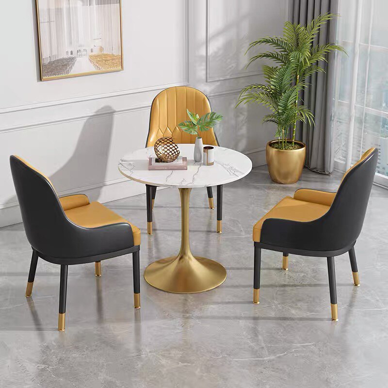 Light luxury rock slab negotiation round table sales office negotiation table meeting guests reception marble round table hotel sofa side coffee table