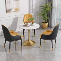 Light luxury rock slab negotiation round table sales office negotiation table meeting guests reception marble round table hotel sofa side coffee table