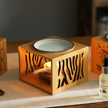 Blue Division Natural Bamboo and Wood Candle Aromatheimer Natural Bamboo Seated Ceramic Oil Lamp House Escape Oil Machine Stove