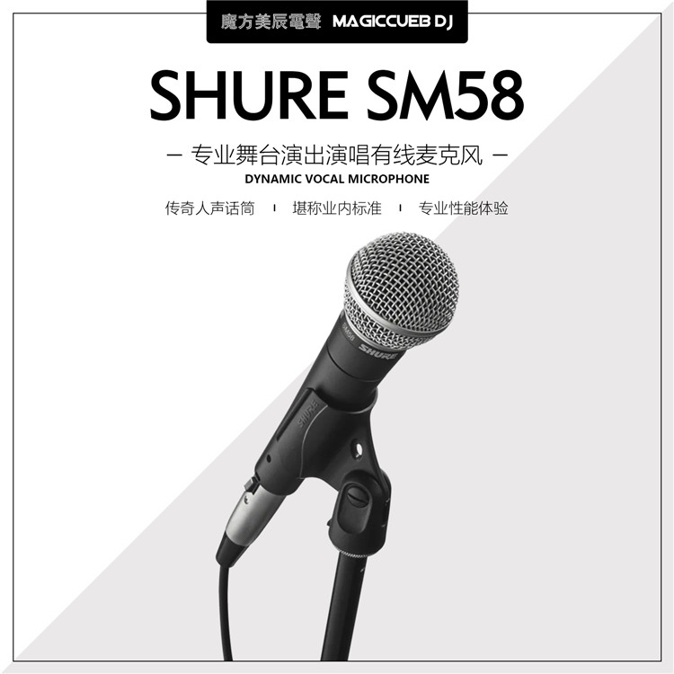 Shure Shure SM58S professional dynamic wired microphone stage live performance guitar playing and singing microphone