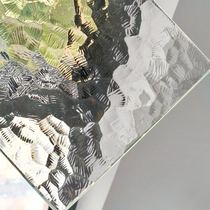 Super white double silver corrugated stone grain glue embossed art glass crystal grid diamond double grid