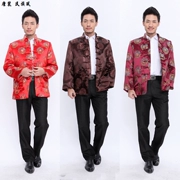 Mùa xuân và mùa thu mặc quần áo nam trung niên Tang phù hợp với áo khoác Trung Quốc phong cách quốc gia lễ hội đỏ cha