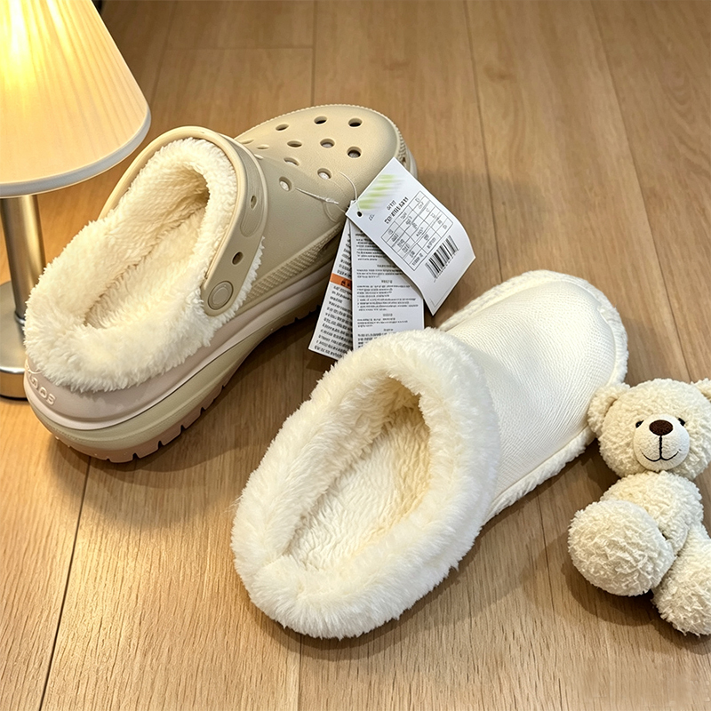 Fleece-Lined Clogs with Removable Plush Lining, Suitable for Crocs, Thin Style for Winter, White Fleece-Lined Clogs with Removable Plush Lining, Suitable for Crocs, Thin Style for Winter, White