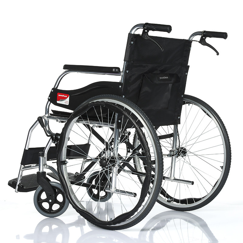 Оборудование для реабилитации 鱼跃轮椅车h033 铝合金轻便折叠老人代步车四轮便携 残疾人手推车