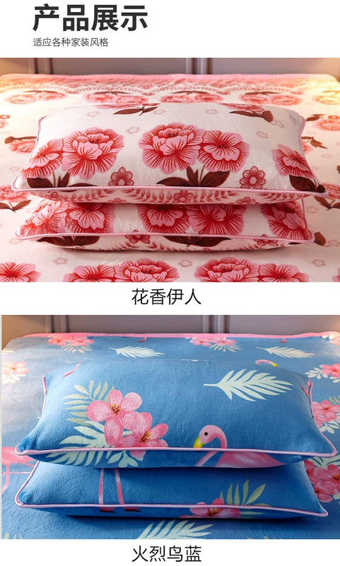 Coral nhung gối một cặp tải vận chuyển mùa đông flannel ấm gối che đơn bìa gối bông - Gối trường hợp