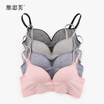 No steel ring bra small chest gathering medium thick upper support spring and summer glossy gathering underwear women seamless sports breathable bra