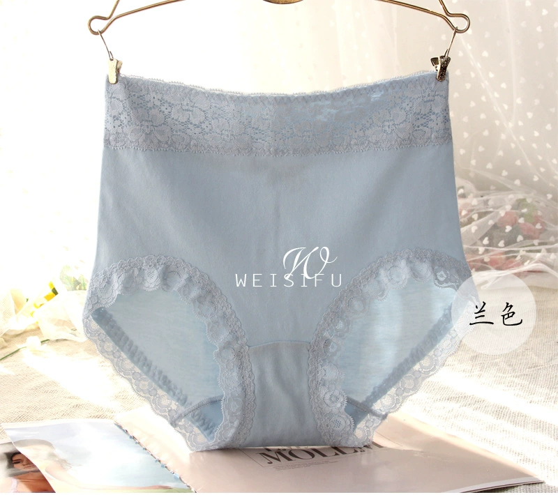 Vesuv eo cao quần lót của phụ nữ cotton túi quần hip bụng bụng nâng hông liền mạch ren vải cotton gợi cảm tóm tắt - Vòng eo thấp