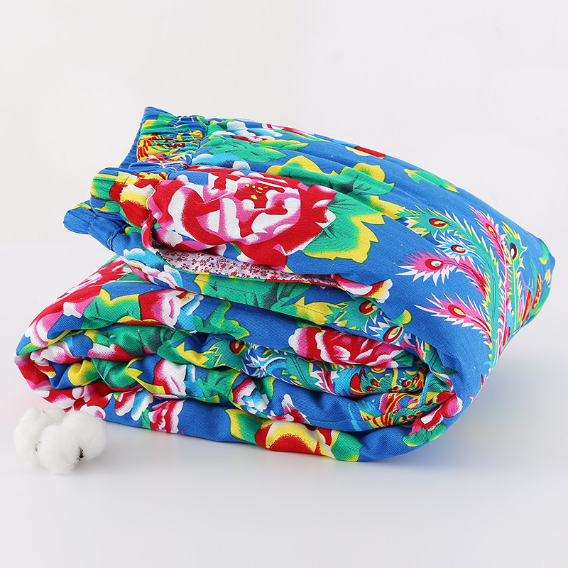 Large Flower Bouquet Pure Hand Thickened Cotton Cotton Pants Male Winter Warm Loose Adult Warm Pants Anti Cold High Waist Long Pants