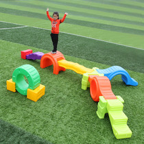Kindergarten outdoor balance beam toy Sports physical fitness combination Childrens plank bridge Colorful sensory integration training equipment