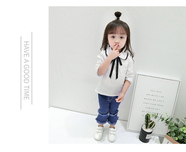 Áo sơ mi nữ xuân hè 2018 cotton mới xu hướng quần áo trẻ em 2021