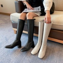 French boots Womens Small Man 150 white knee boots leather soft leather Autumn leg pure leather high boots