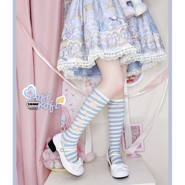 Sensen Hospital Lolita socks women’s spring and autumn uniform socks mid-calf socks thick combed cotton socks Japanese striped stovepipe socks