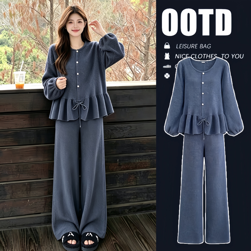 Maternity Wear Autumn Set 2026 New Slimming Belly-Covering Top Wide-Leg Pants Two-Piece Set High-End Maternity Wear Autumn and Winter Maternity Wear Autumn Set 2026 New Slimming Belly-Covering Top Wide-Leg Pants Two-Piece Set High-End Maternity Wear Autumn and Winter