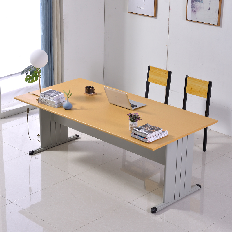 Reading table Steel and wood reading table Library reading room table fireproof panel reading table steel frame conference table direct sales