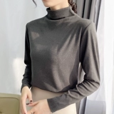 Двусторонная бархатная приятная телу утепленная футболка, высокий воротник