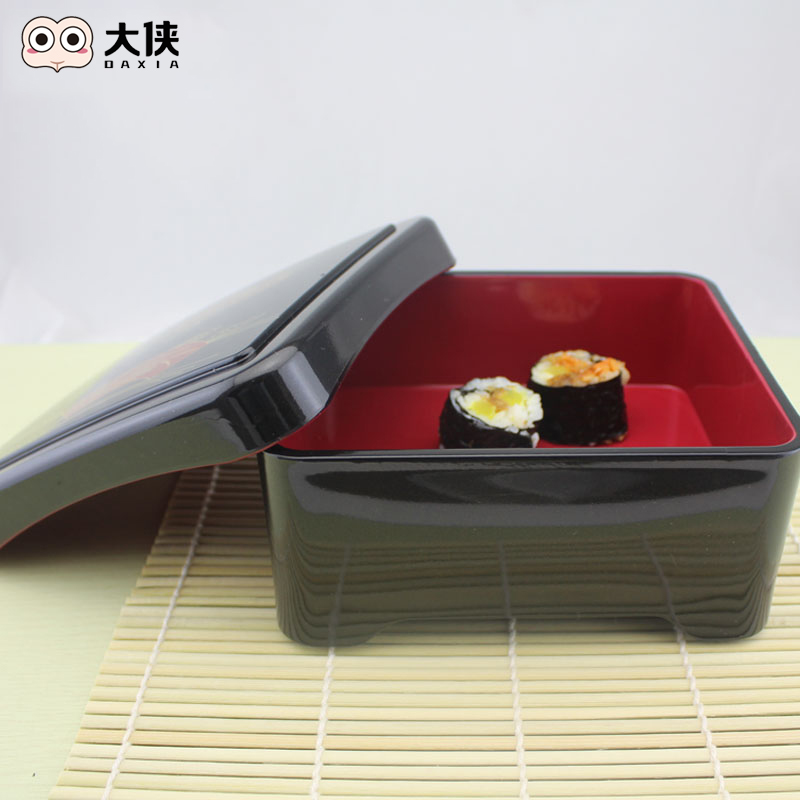 Japanese sushi box Lunch box Lunch box Gold fan eel lunch box Household bento box with lid Plastic black printing