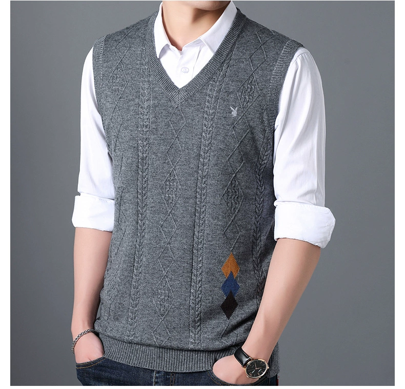 Playboy nam áo len mỏng len đan áo len mùa thu vest Vest thanh niên áo gile hàn