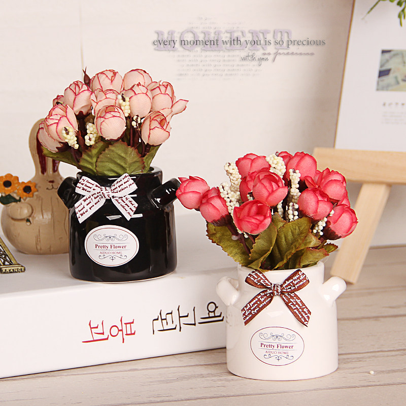 Desktop Flower Potted Plant Simulation Plant Green Planting Fake Flowers Potted Creativity Office Dining Room Hotel Shop Swing