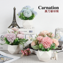 Diamond ceramic basin Carnation big ball chrysanthemum Mothers Day gift decoration ornaments desktop interior bedroom beautiful ornaments