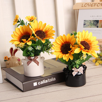 Fresh sunflower Sun flower Milk bottle zakka Creative office restaurant small ornament simulation flower fake flower