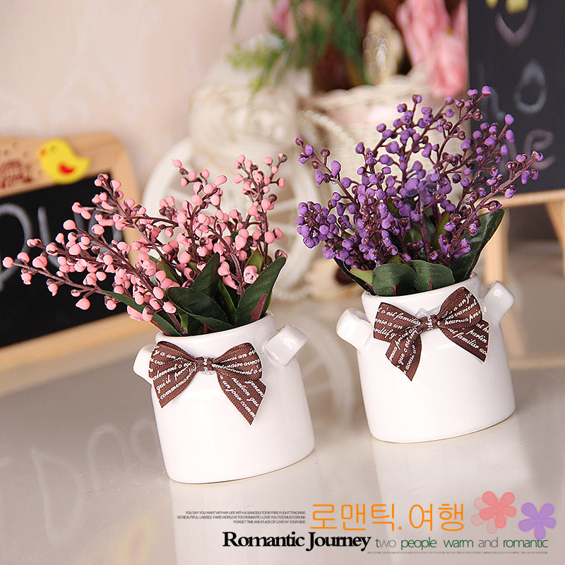Milk bottle delicate Flower Office Desk Shop decoration simulated pot - planted fake flowers set
