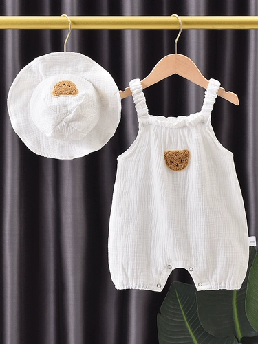 Детский марлевый комбинезон, милая шапка для новорожденных