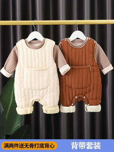 Слинг, комбинезон, демисезонный детский стеганый комплект для новорожденных, флисовый милый пуховик