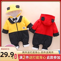 Autumn and winter pure clothes baby jumpsuit winter baby cotton clothes newborn thickened cotton clothes baby wind outside clothing