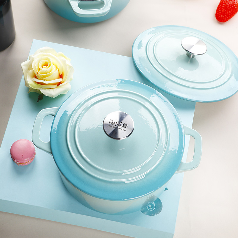 Dream dao yuen court enamel cast iron pan ears 21 cm cast iron saucepan 2.8 L home fashion gifts soup stew pot