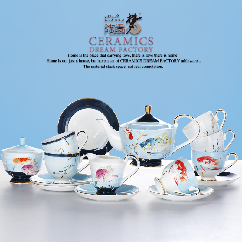 Afternoon tea tea set hand - made ipads China English coffee set Chinese high - grade household gifts coffee set suits for