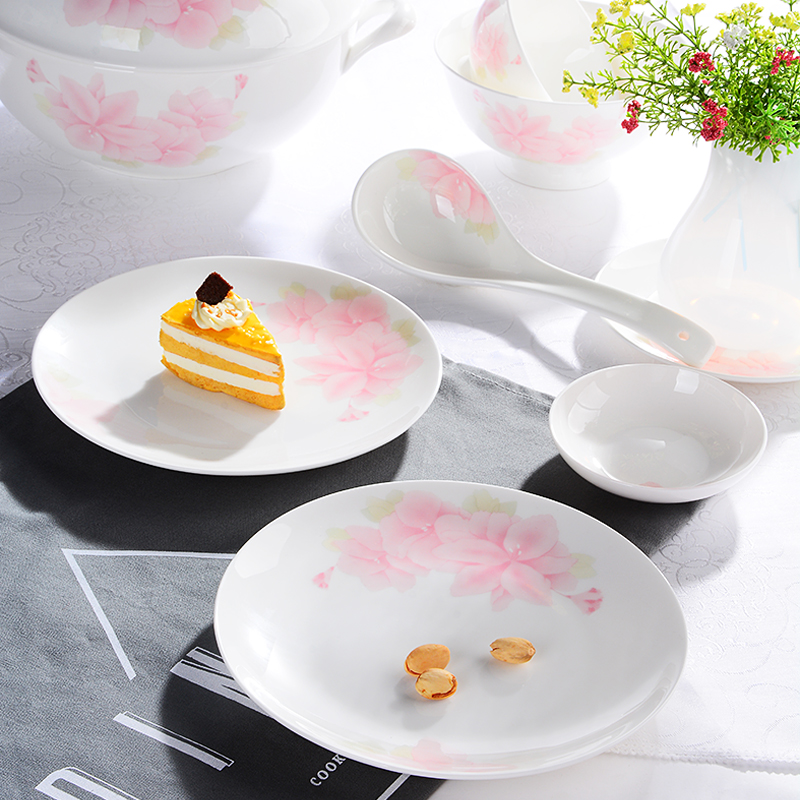 The Dao yuen court dream cutlery set dishes household of Chinese style wedding gifts contracted ipads bowls disc ceramic fresh combination